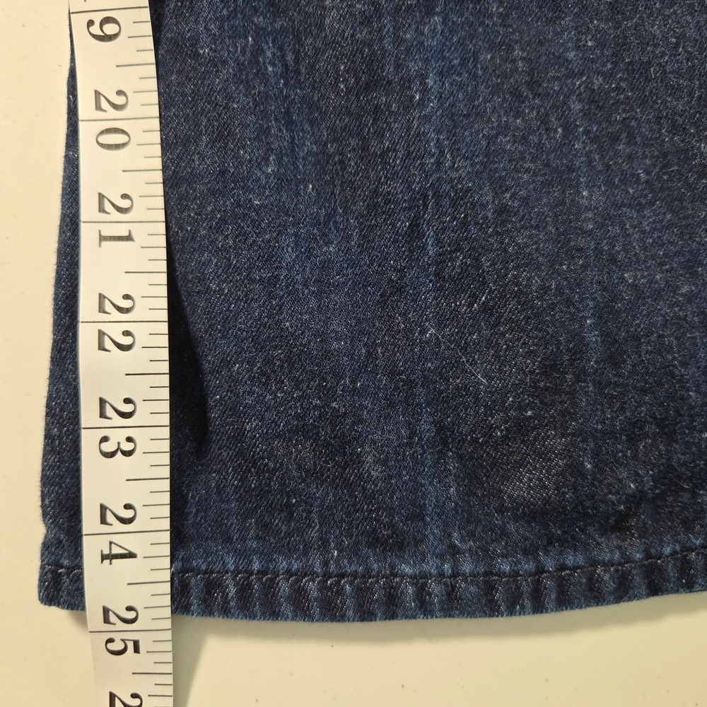 Tory Burch Women Dark Indigo High Rise Wide Leg Denim Jeans Gold Logo Button 29 - Picture 8 of 13